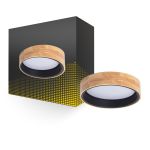 Plafondlamp Rond Hout Metaal Zwart 15W 1000lm - 830-840-860 CCT