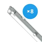 Voordeelpak 8x Noxion LED Waterdichte Montagebalk Behuizing Poseidon V2.0 | Geschikt Voor 2x150cm LED Buis